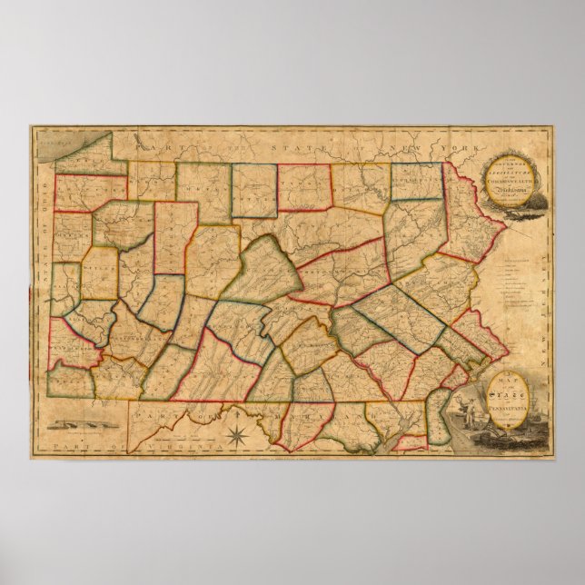 A Map Of The State Of Pennsylvania Poster (Front)