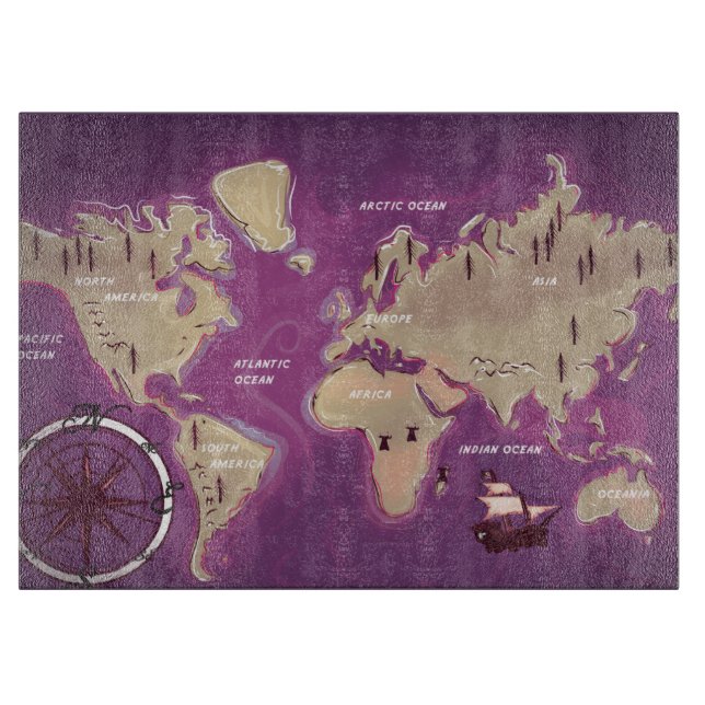A Map Of the world. Cutting Board (Front)