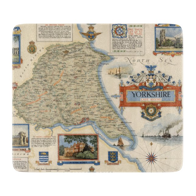 A Map of Yorkshire: East Riding Cutting Board (Front)