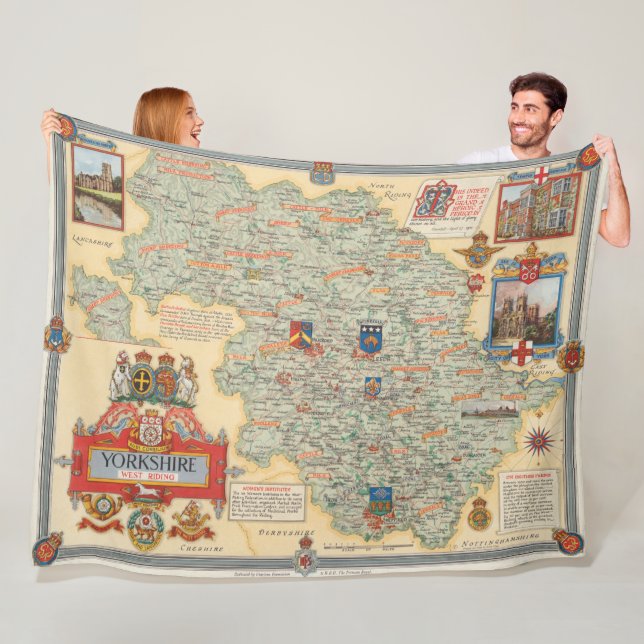 A Map of Yorkshire: West Riding Fleece Blanket (In Situ)
