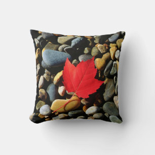 A Maple leaf on a Rock Background Cushion