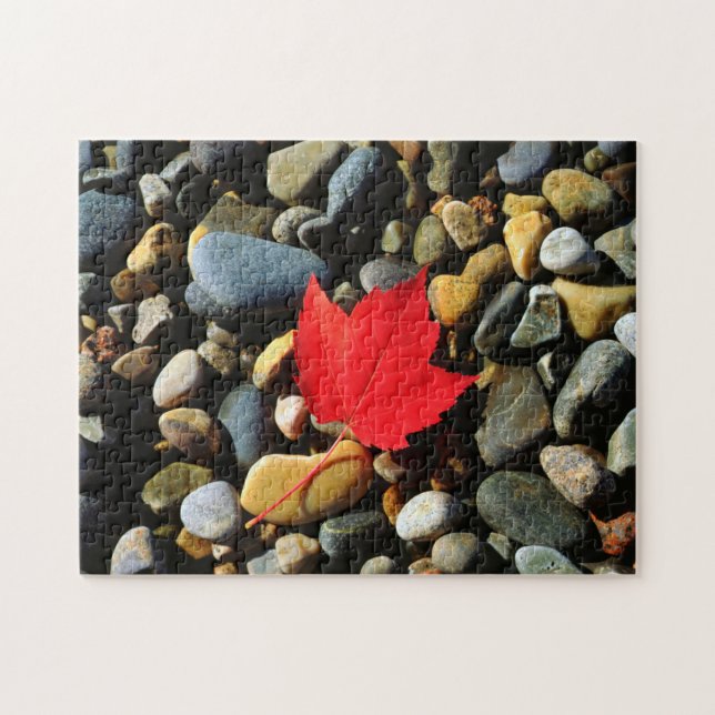 A Maple leaf on a Rock Background Jigsaw Puzzle (Horizontal)