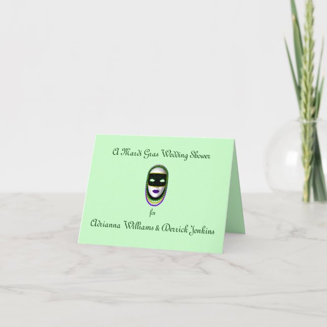 A Mardi Gras Wedding Shower Invitation (Front)