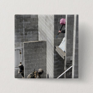 A Marine and role-playing enemy aggressor 15 Cm Square Badge