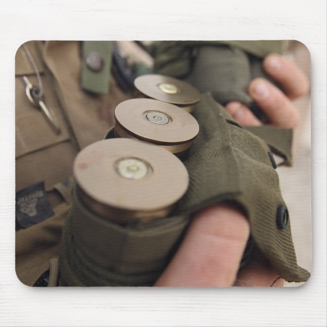 A Marine cradles handfuls of 40 mm grenades Mouse Pad (Front)