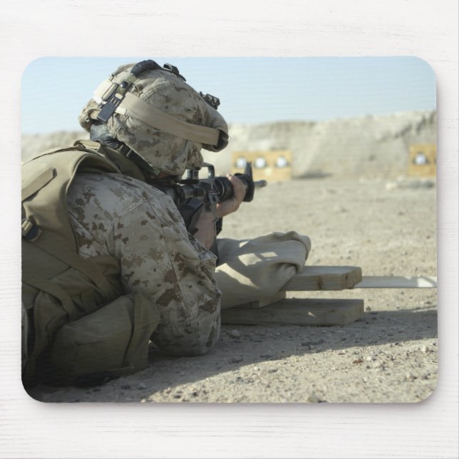 A Marine fires a M16A2 service rifle Mouse Pad (Front)