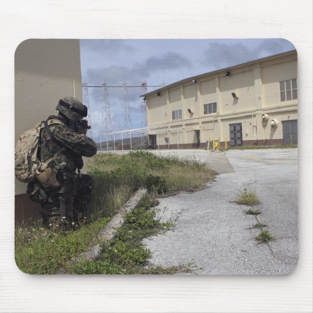 A Marine posts security Mouse Pad (Front)
