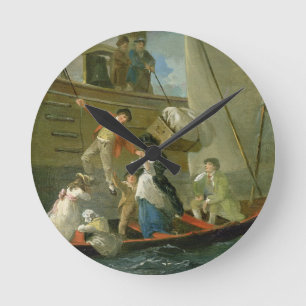 A Married Sailor's Adieu, c.1800 (oil on panel) Round Clock