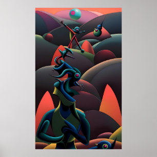 A Martini Lands on the Planet of Olives - Ken Gaug Poster