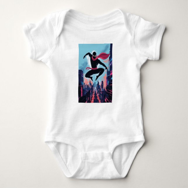 A masked ninja  baby bodysuit (Front)