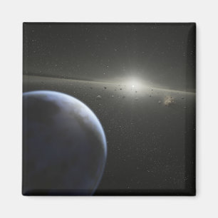 A massive asteroid belt in orbit around a star magnet