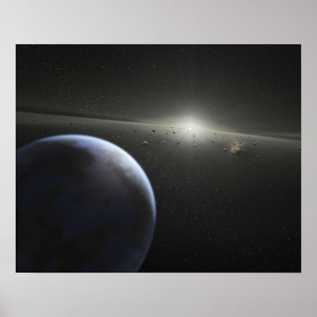 A massive asteroid belt in orbit around a star poster (Front)