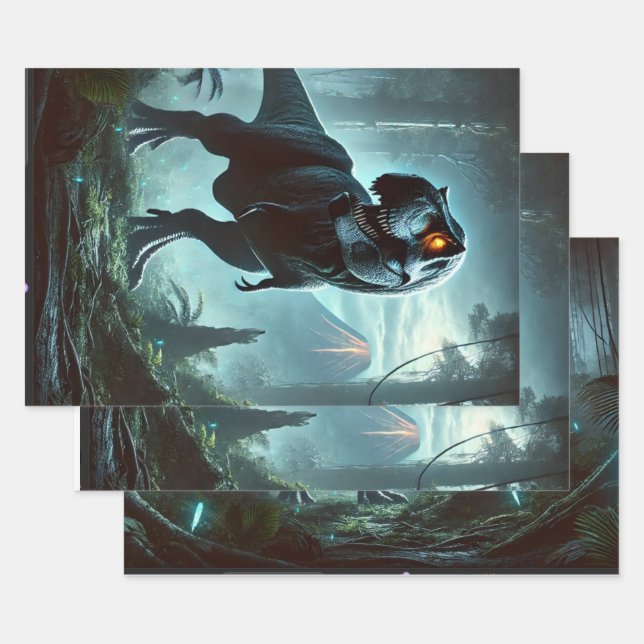 A massive Tyrannosaurus rex Wrapping Paper Sheet (Set)