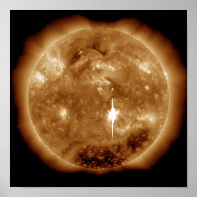 A massive X-class solar flare erupts on the Sun Poster (Front)