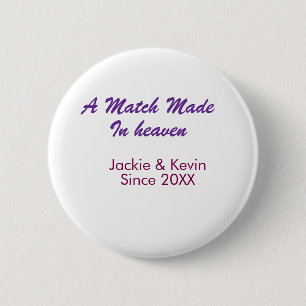 A match made in heaven purple mauve since year nam 6 cm round badge