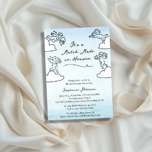 A Match Made In Heaven Whimsical  Bridal Shower Invitation