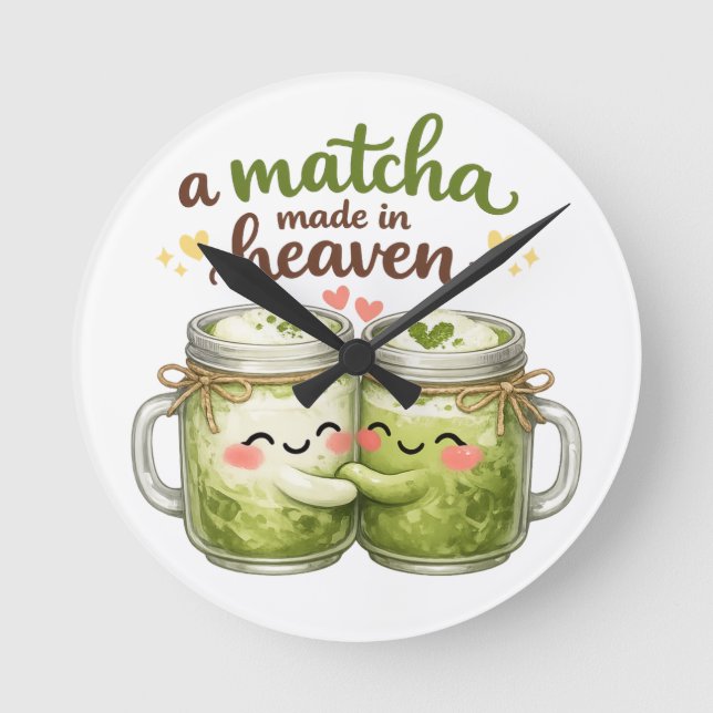 A Matcha Made in Heaven Cute Funny Pun Round Clock (Front)