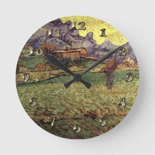 A Meadow in the Mountians - Van Gogh Round Clock