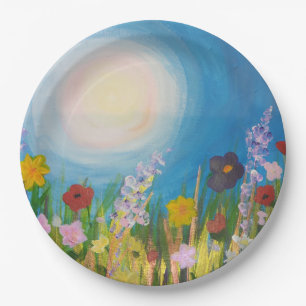 A meadow of wildflowers paper plate