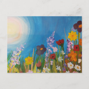 A meadow of wildflowers postcard