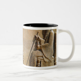 A Median officer paying homage to King Darius Two-Tone Coffee Mug