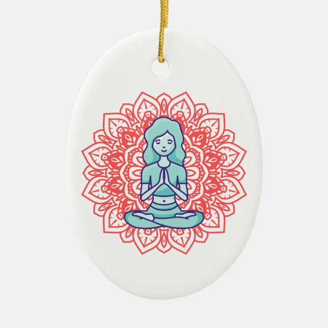 A meditation yoga girl  ceramic ornament (Front)