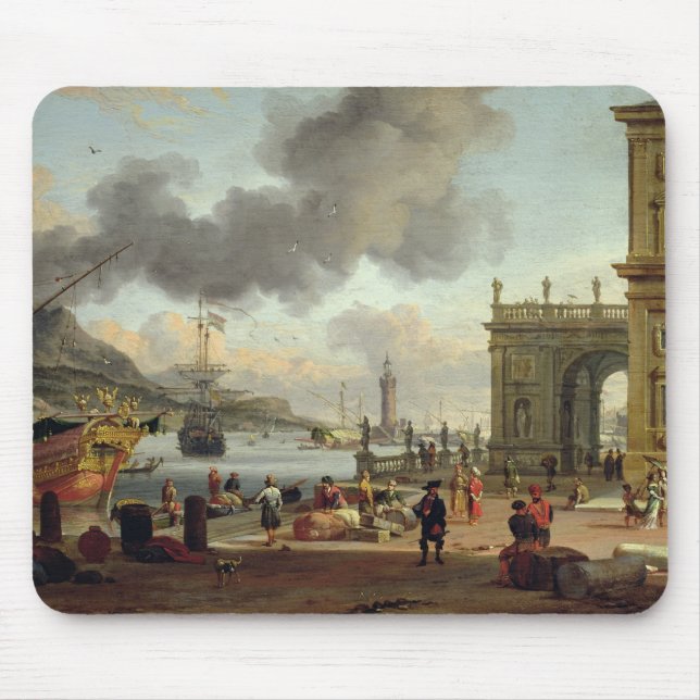 A Mediterranean Harbour Scene Mouse Pad (Front)