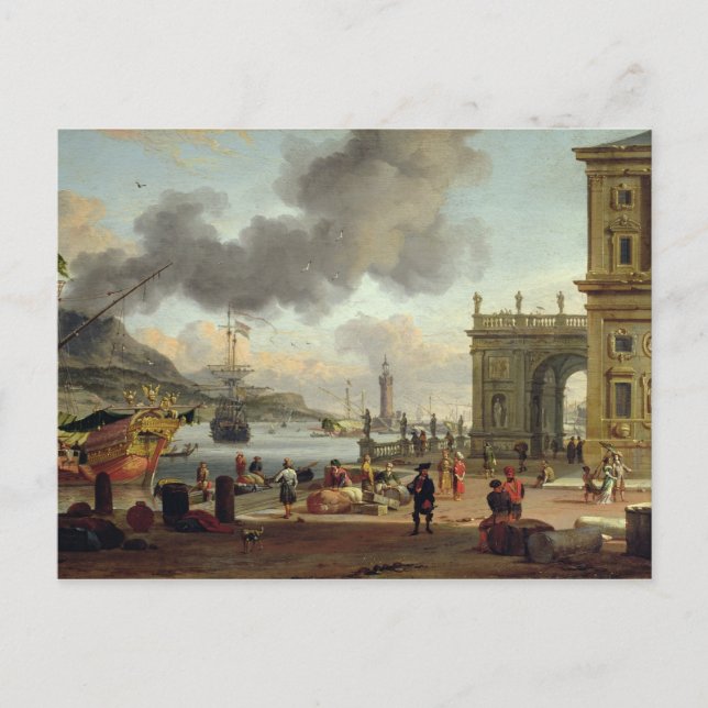 A Mediterranean Harbour Scene Postcard (Front)