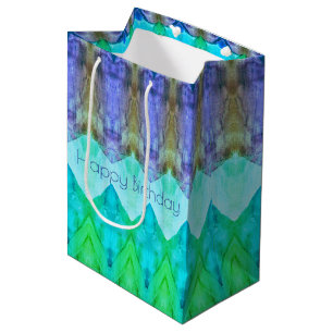 A Medium Birthday Gift Bag In Purple and Blues