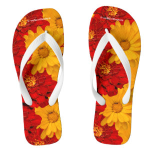 A Medley of Red Yellow and Orange Marigolds Thongs