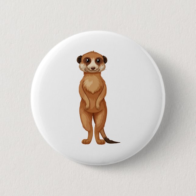 A meerkat cartoon 6 cm round badge (Front)
