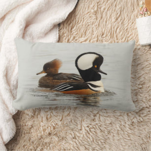 A Meeting of Hooded Merganser Ducks at the Pond Lumbar Cushion