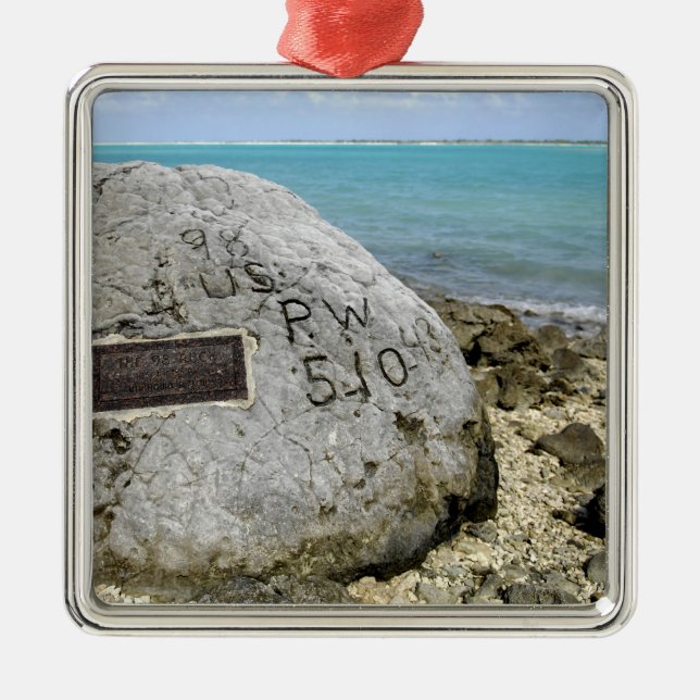 A memorial to prisoners of war on Wake Island Metal Ornament (Front)