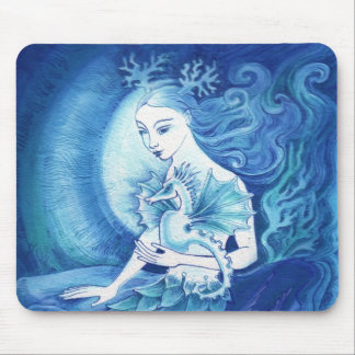 A Mermaid and her Seahorse Mouse Pad