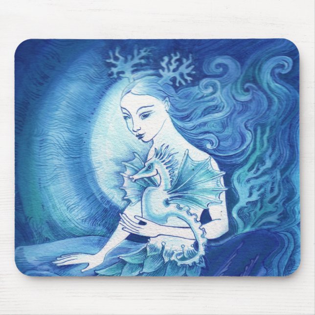 A Mermaid and her Seahorse Mouse Pad (Front)