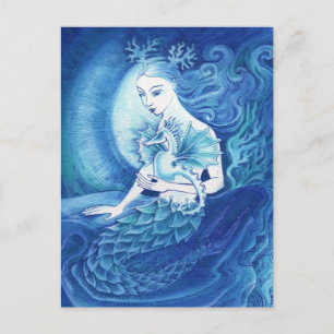 A Mermaid and her Seahorse Postcard