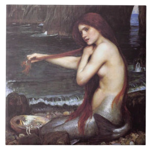 A Mermaid by J W Waterhouse, 1901 Ceramic Tile