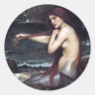 A Mermaid by J W Waterhouse, 1901 Classic Round Sticker