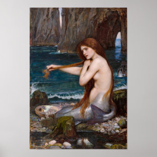 A mermaid by John William Waterhouse 1900 Small Poster