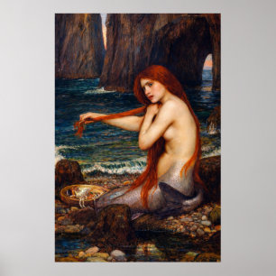 A Mermaid by John William Waterhouse Poster
