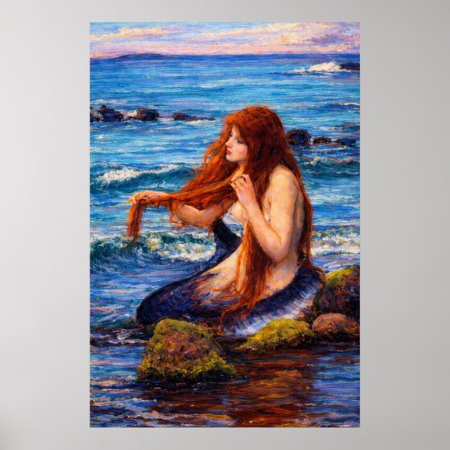 A Mermaid by John William Waterhouse Poster (Front)