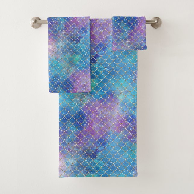 A Mermaid Galaxy Series Design 9  Bath Towel Set (Insitu)