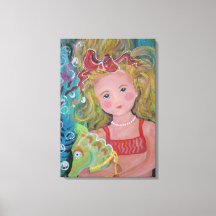 A Mermaid & her Pet Seahorse - Canvas