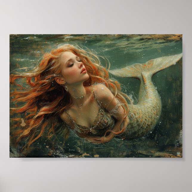 A Mermaid Underwater Poster (Front)