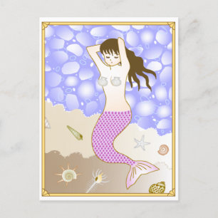 a mermaid who bundles hair holiday postcard