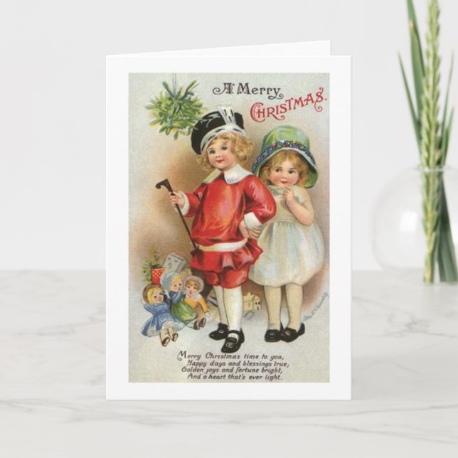 A Merry Christmas Boy and Girl Card (Front)