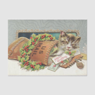 A Merry Christmas Cat in the Mail Tissue Paper
