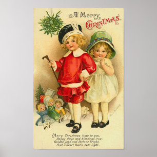 A Merry Christmas Children Card Poster