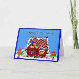 A Merry Christmas Gingerbread House card. Holiday Card