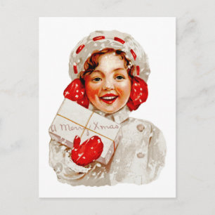 A Merry Christmas Girl Holiday Postcard